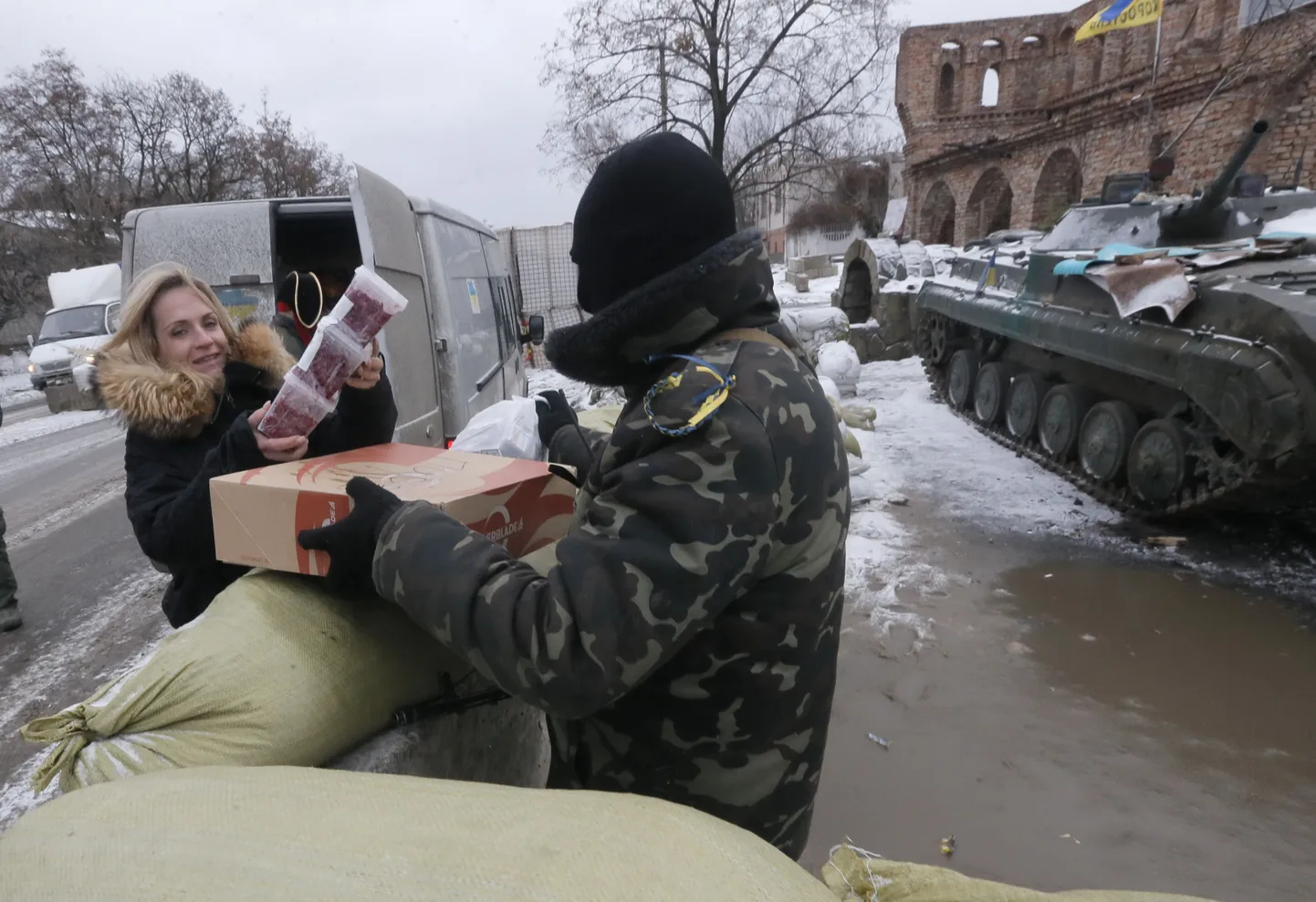 Украинское укрепление в городе Дебальцево.