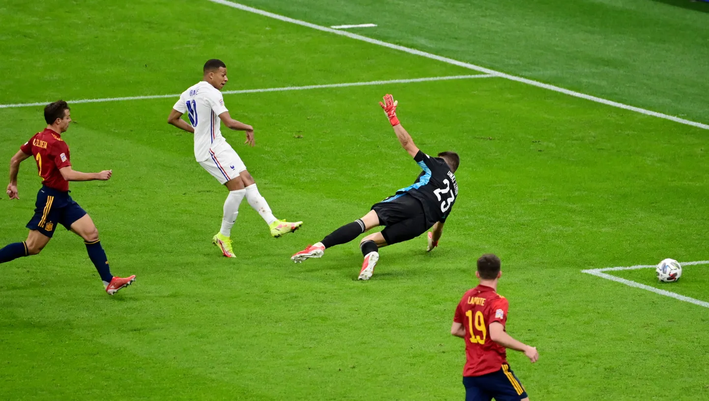 Kylian Mbappe värav, mille tõttu hispaanlased pettunud olid.