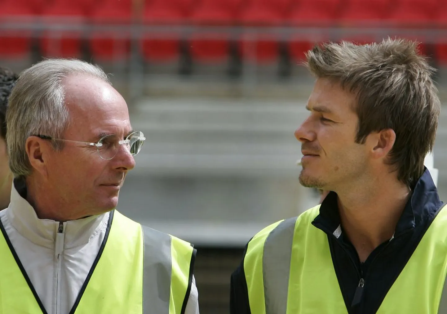 Inglismaa koondise peatreener Sven-Göran Eriksson ja koondise kapten David Beckham.