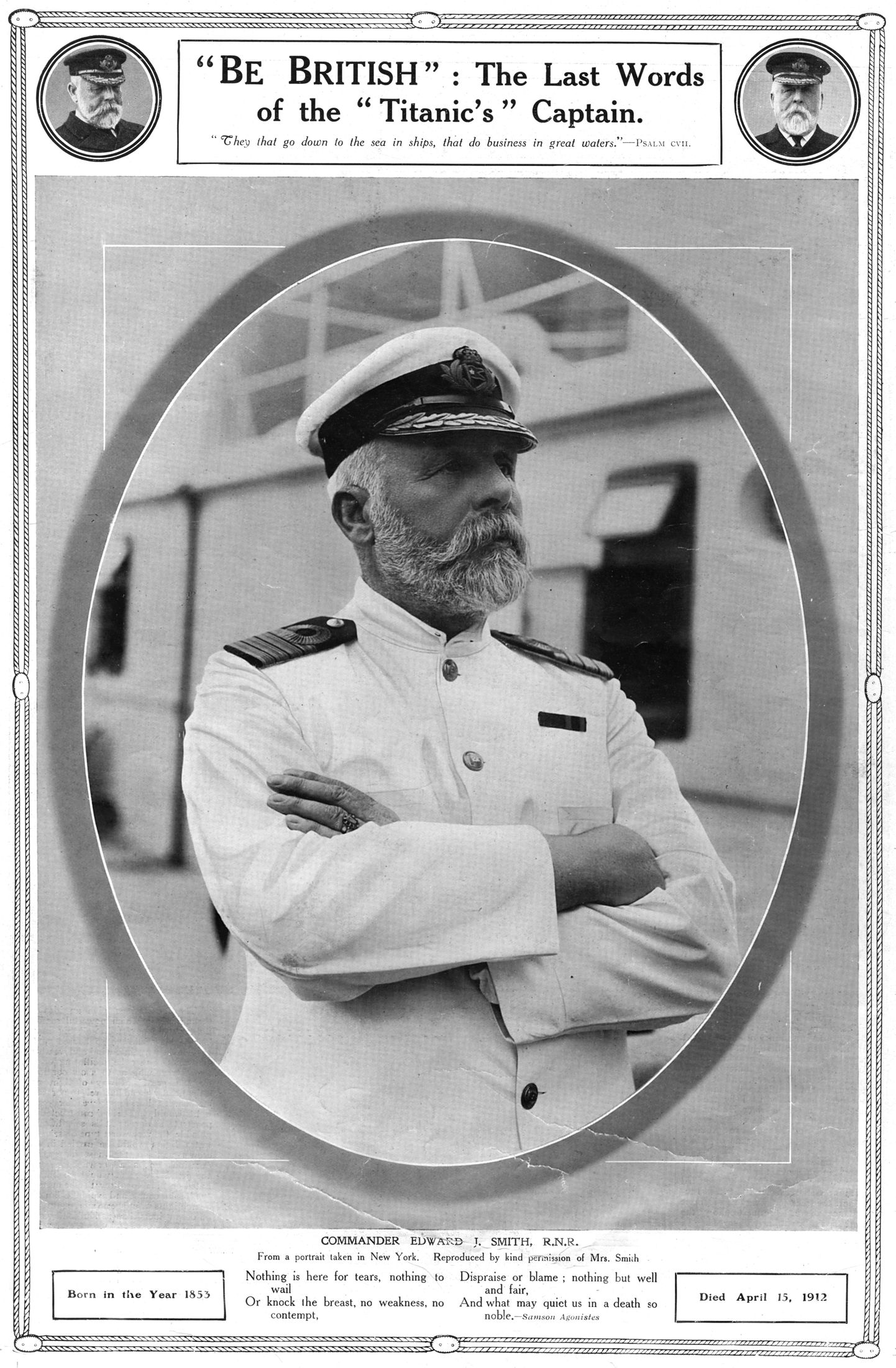 Titanicu kapten Edward Smith (1850 - 1912), kelle viimased sõnad meeskonnale olid väidetavalt «olge tõelised britid»