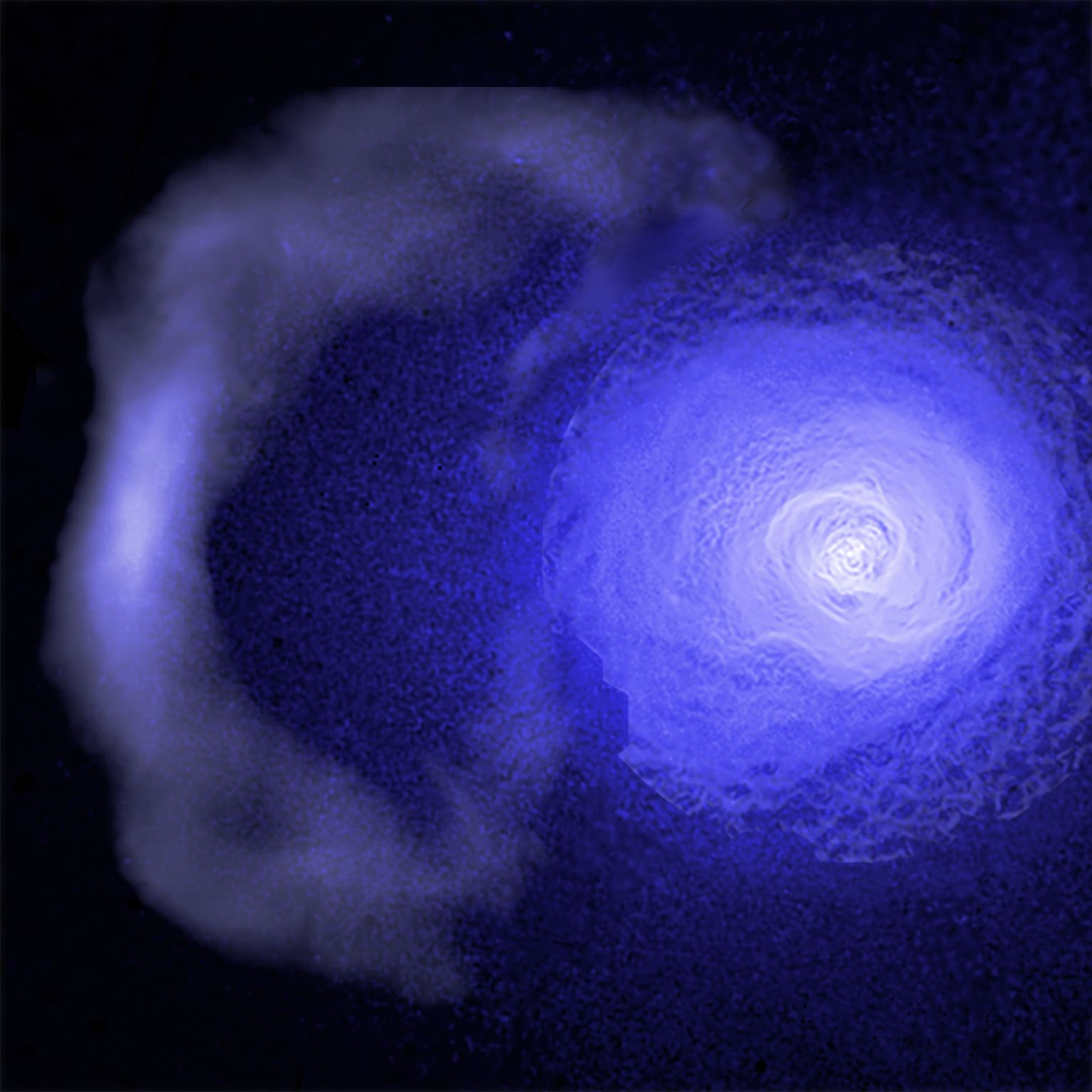 Perseuse galaktikaparve läbivat külma tiheda gaasi front jääb pildil vasakule servale
