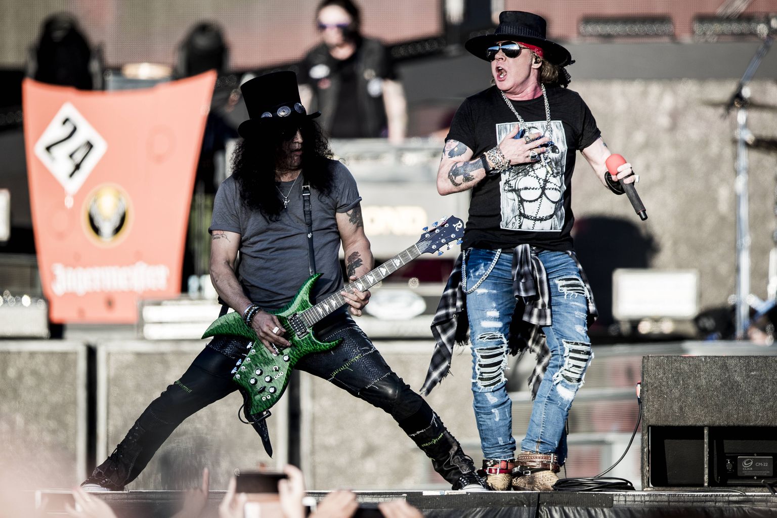 Rokkbändi Guns N Roses solist Axl Rose ja kitarrist Slash.