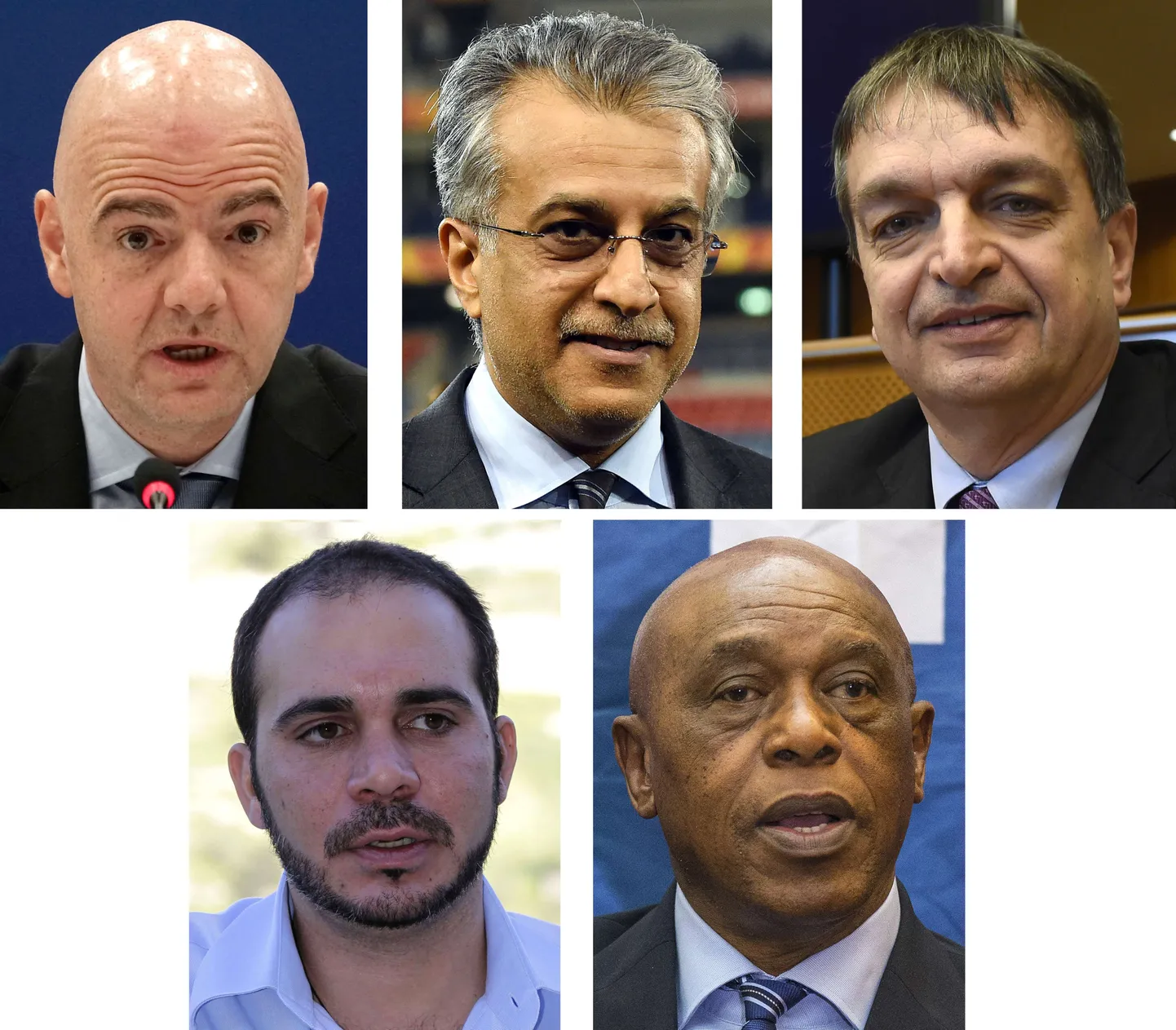Претенденты на пост президента ФИФА. Шейх Салман - в центре в верхнем ряду.