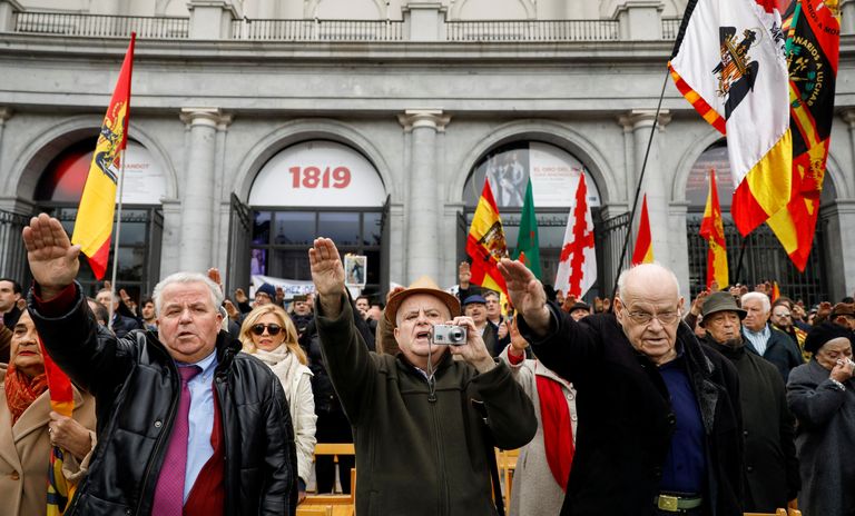 Diktaator Francisco Franco surma-aastapäeva sündmus Hispaanias Madridis Plaza de Orientel