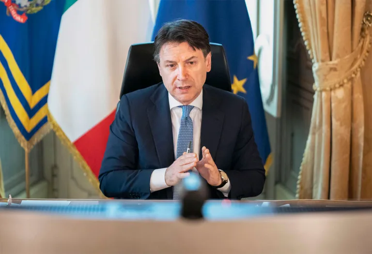 Itaalia peaminister Giuseppe Conte 23. aprillil videokonverentsil teiset Euroopa Liidu liidritega arutamas koroonaviiruse mõju majandusele.