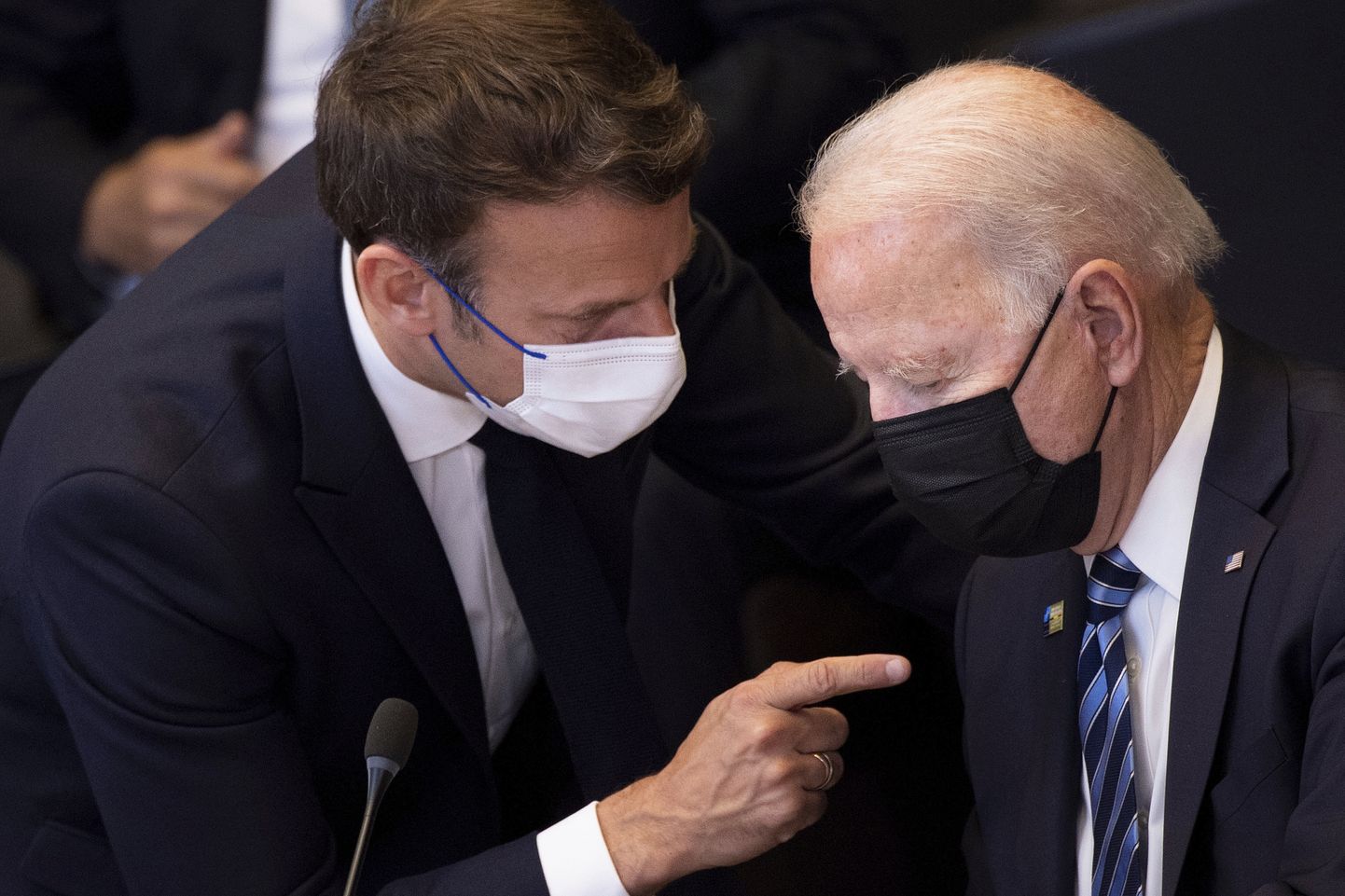 Prantsuse president Emmanuel Macron ja USA riigipea Joe Biden juunis Brüsselis NATO tippkohtumisel.