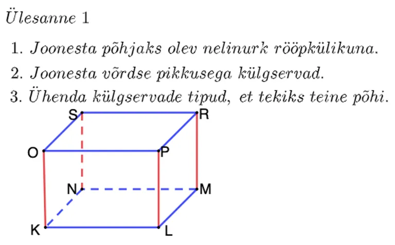 Püstprisma esimese ülesande lahendus
