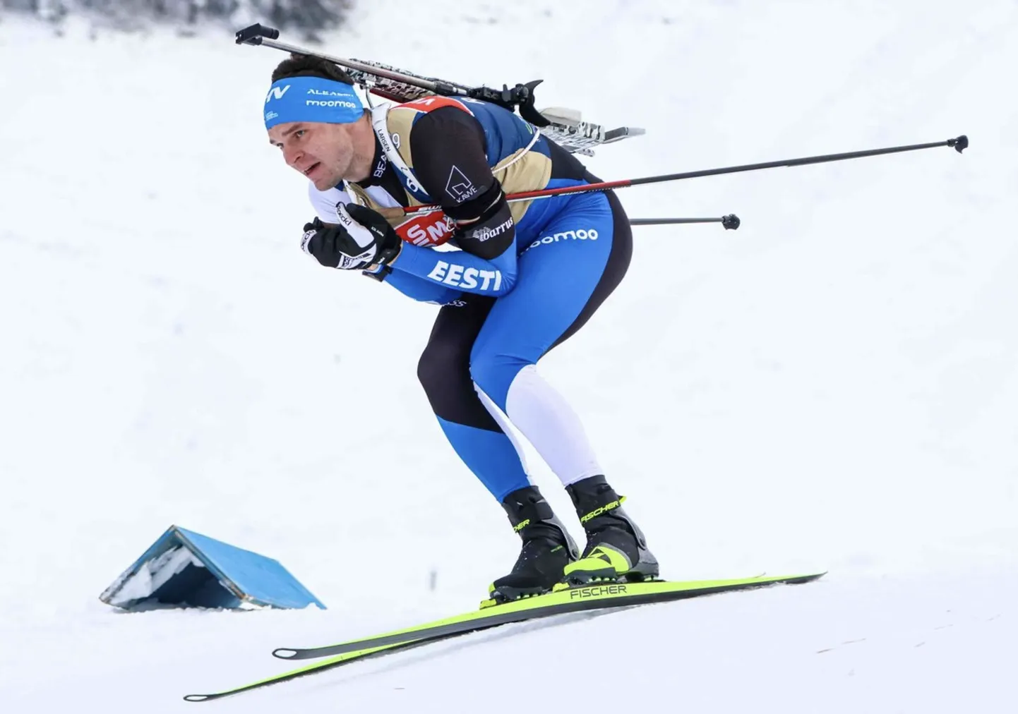 Eesti meeste esinumber Rene Zahkna valmistumas Hochfilzeni MK-etapiks.