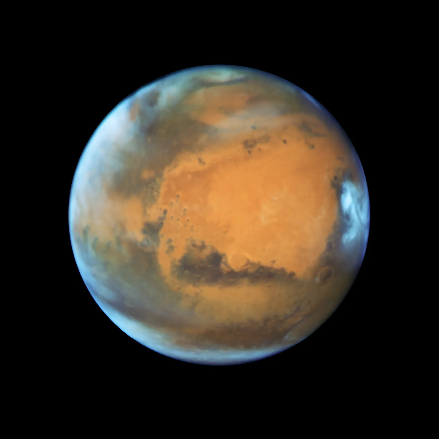 NASA Hubble'i kosmoseteleskoobi 12. mail 2016 tehtud foto Marsist. Marss asub Maast 55 - 400 miljoni kilomeetri kaugusel