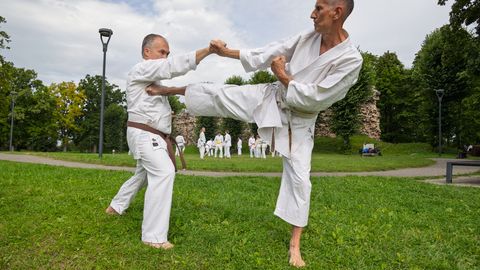 Viljandi lossimägedes ei purustata seekord telliseid, vaid lihvitakse karate tehnikat