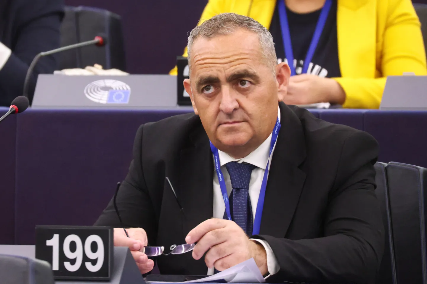 Kreeka eurosaadik Fredis Beleris Euroopa Parlamendi avaistungil. 16. juuli 2024.