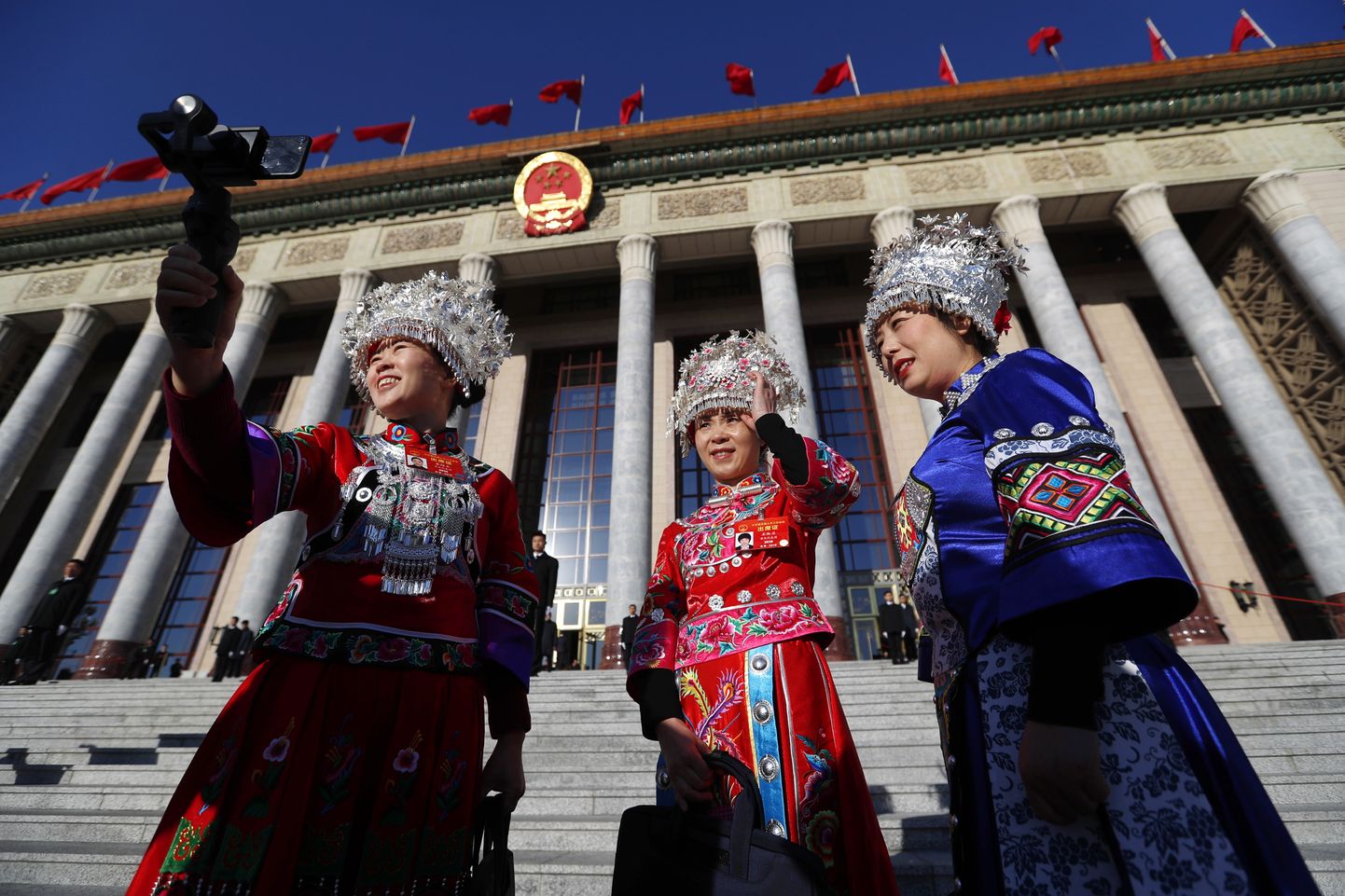 Hiina kommunistliku partei delegaadid saabumas tänavu märtsis Rahvakongressi istungile.