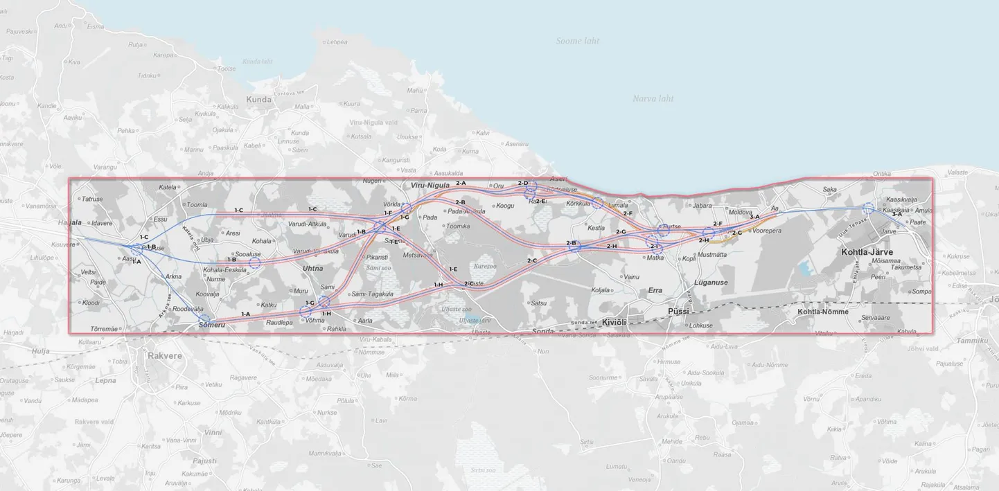 Tallinna–Narva maantee Haljala ja Kukruse vahelisele lõigule on välja pakutud mitu alternatiivset trassikoridori.