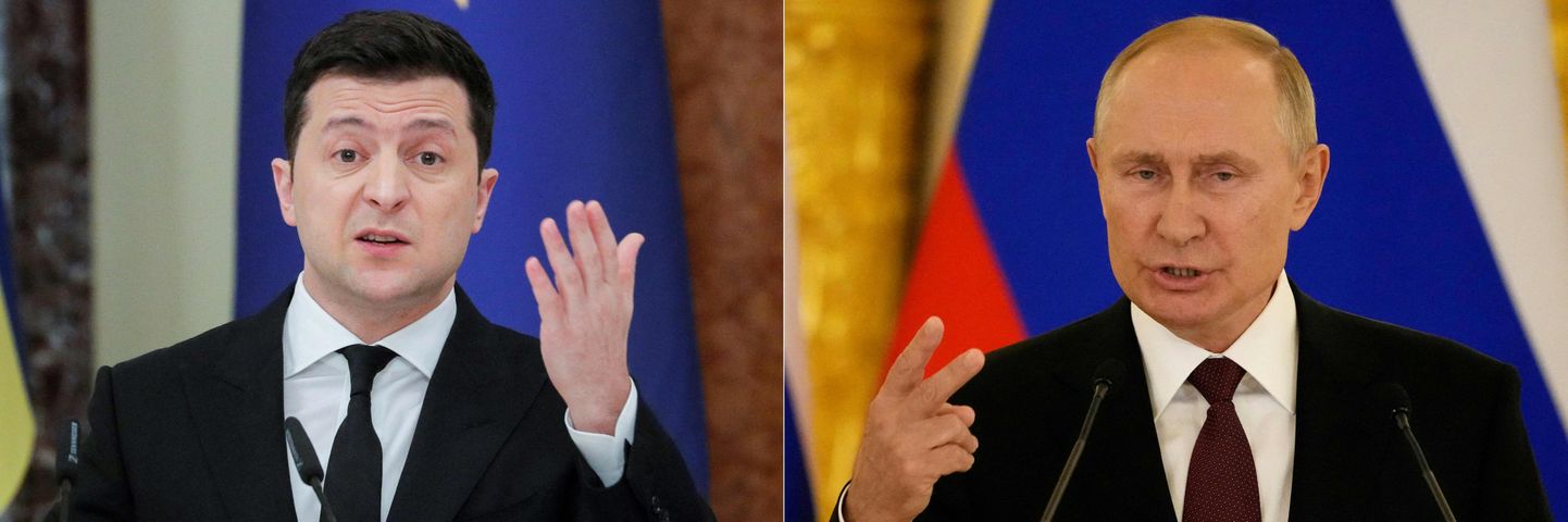Ukraina president Volodõmõr Zelenskõi (vasakul) ning Venemaa president Vladimir Putin.