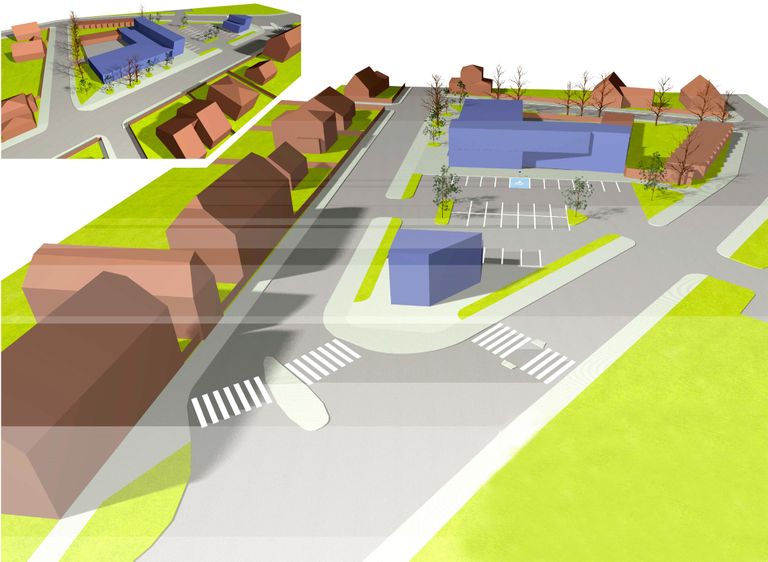 Detailplaneeringut illustreerival joonisel on näha uute kaubandushoonete asukohad ja suurused.