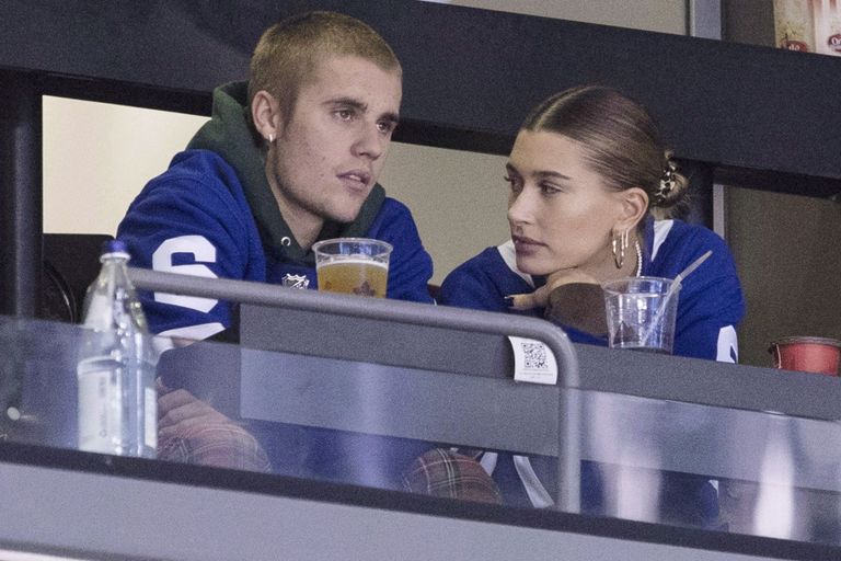 Justin Bieber abikaasa Hailey Baldwin Torontos hokimängul, 2018.