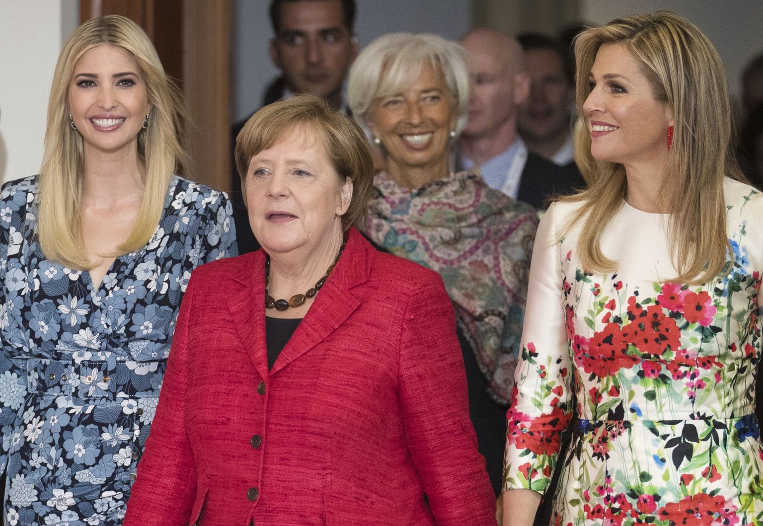 Ivanka Trump, Saksa liidukantsler Angela Merkel, IMFi juht Christine Lagarde ja Hollandi kuninganna Máxima eile Berliinis W20 konverentsil.