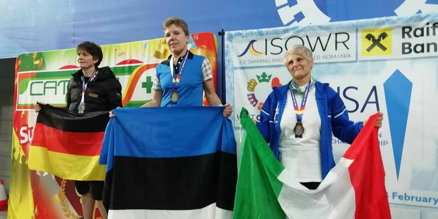Merle Vantsi (keskel) võib uute maailmarekordite üle taliujumises uhkust tunda.