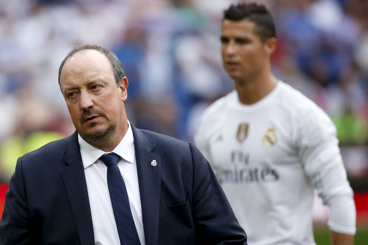 Rafael Benitez (esiplaanil) ja Cristiano Ronaldo.