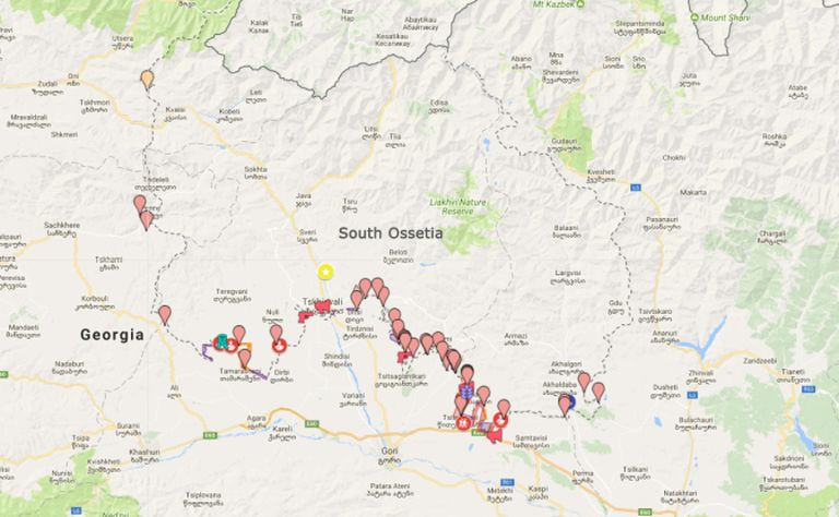 Инциденты (преимущественно - похищения людей) на административной границе Южной Осетии в течение последнего года.