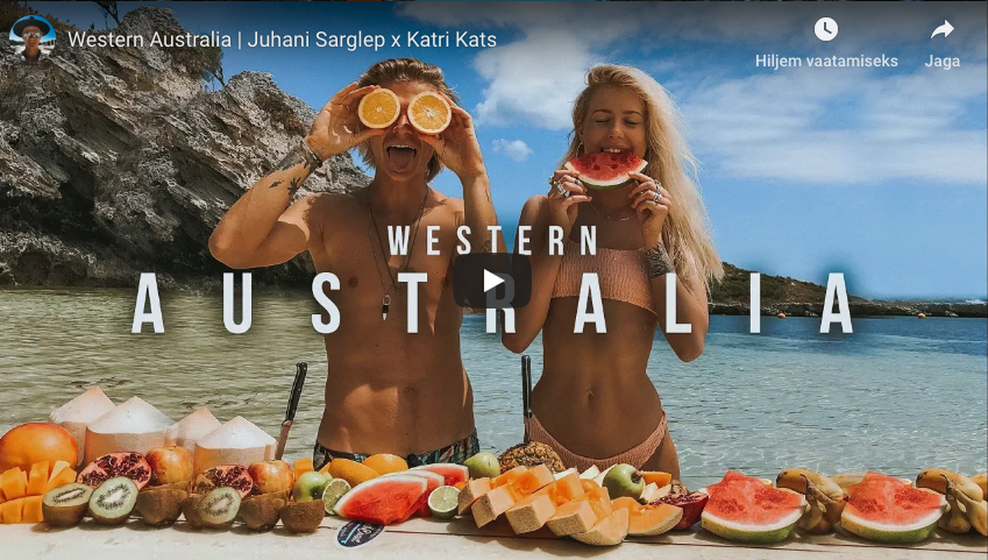 Kuvatõmmis videost: Juhani Särglep ja Katri Kats reisisid Lääne-Austraalias.