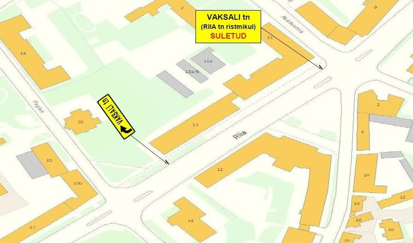 Kes tahavad pääseda Riia tänavalt Vaksali tänavale, peavad arvestama ümbersõitudega.