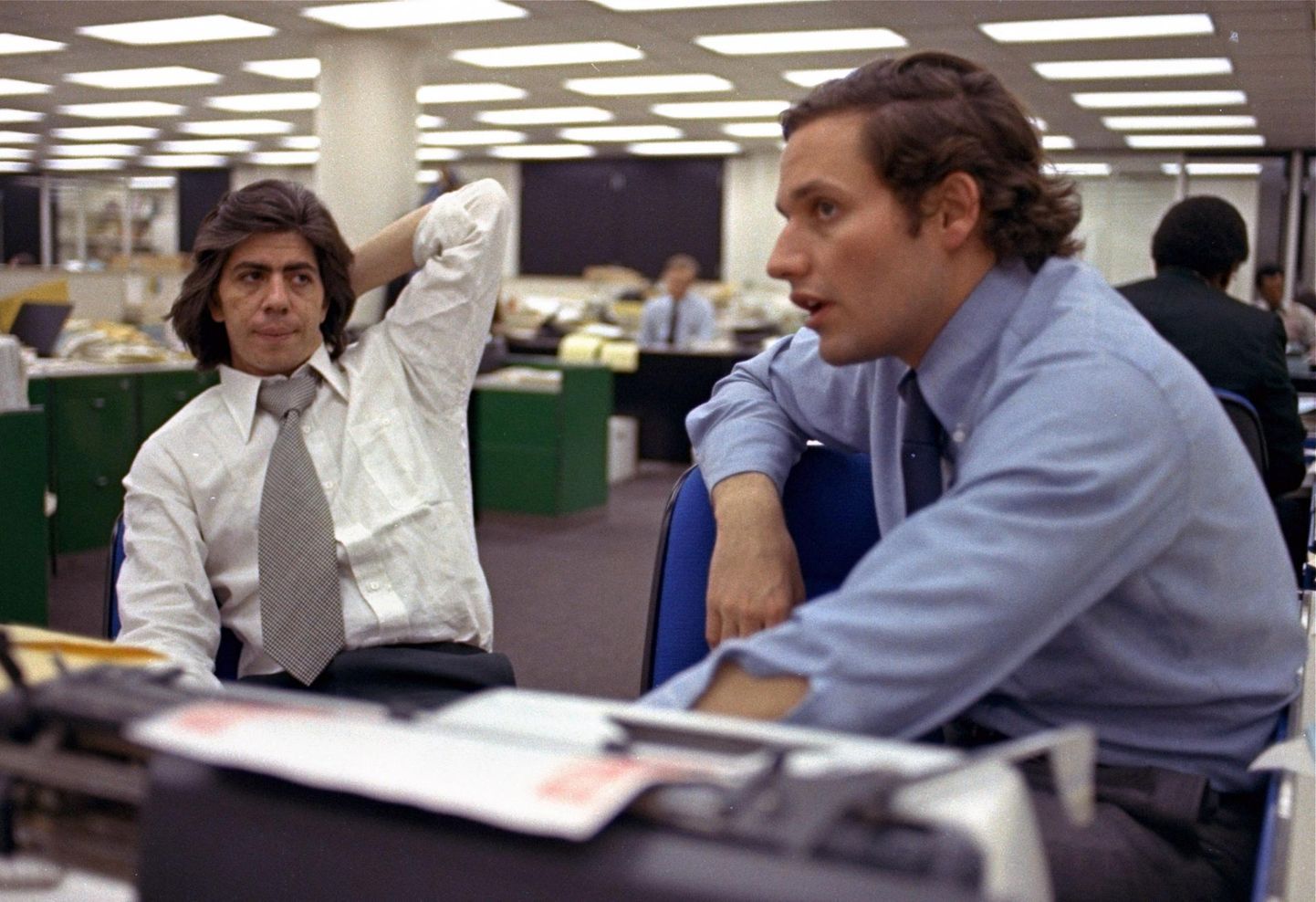 Watergate&#39;i paljastamises põhirolli mänginud Washington Posti ajakirjanikeduo Bob Woodward (paremal) ja Carl Bernstein 1973. aastal.