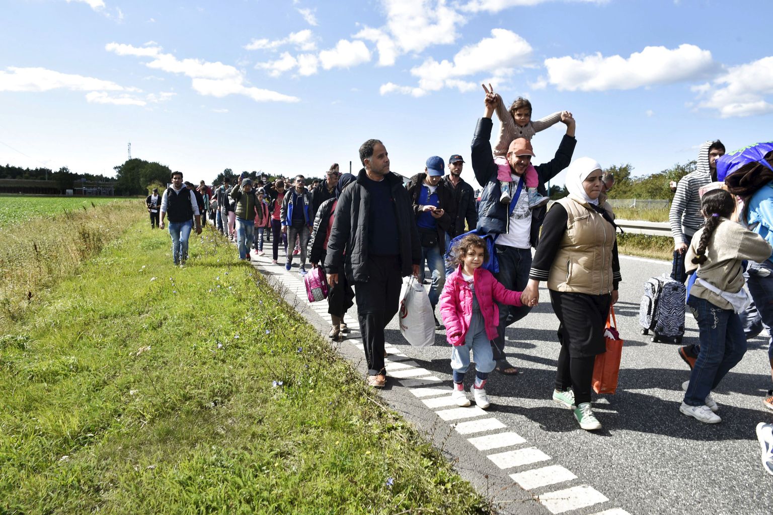 Põgenikud liikumas Taani teel