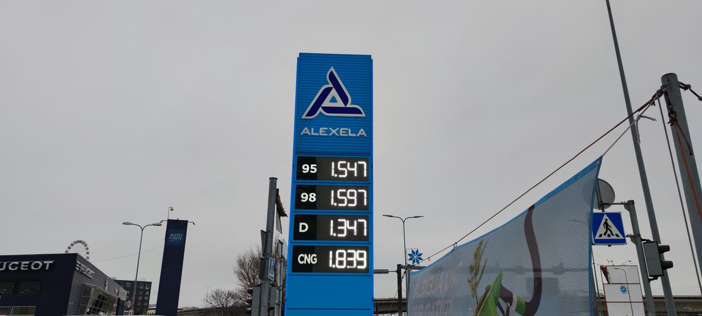 Стоимость топлива на автозаправке Alexela.