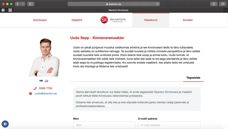 Uudo Sepp töötab Skanton Kinnisvaras maaklerina.